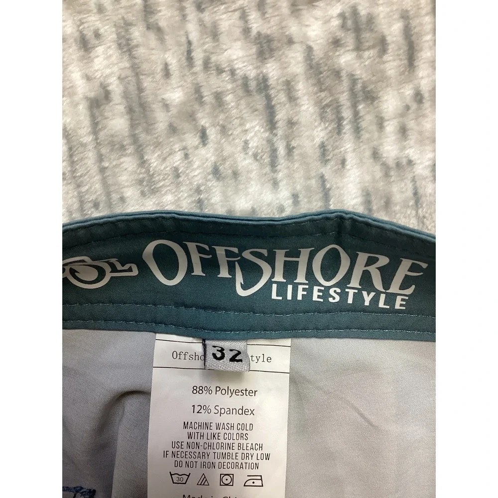 Offshore Lifestyle Puzzled Boardshorts Blue Yellow Geometric Mens 32 NEW‎